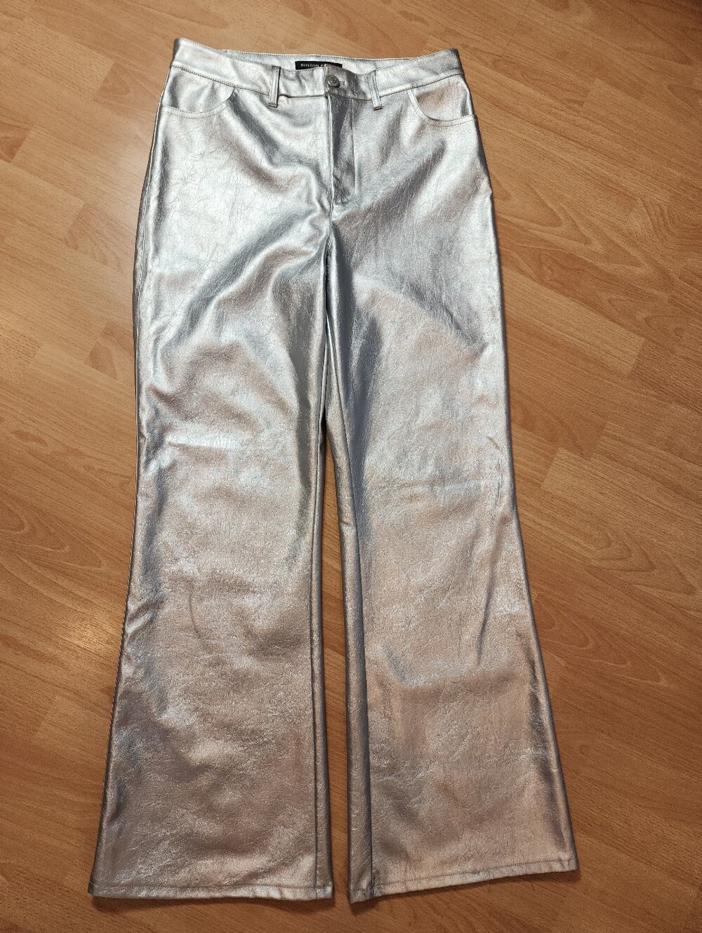 Boston Proper Silver Vegan Faux Leather Pants Women's Size 8